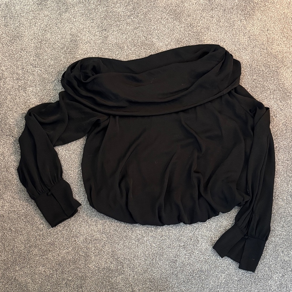 Free People Elegant Black Off-Shoulder Blouse